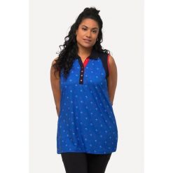 Damskie Top polo golfowe serduszka Slim Fit bez rękawów szybkoschnący. Niebieskie topy damskie Ulla Popken, plus size, bez wzorów, z elastanu, bez ramiączek. Za 199.99 zł.