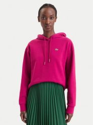 Lacoste Bluza SF7612 Różowy ciemny Oversize. Czerwone bluzy bez kaptura damskie Lacoste, z bawełny. Za 594.99 zł.