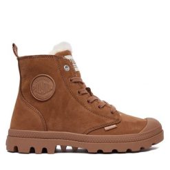 Trapery Palladium. Brązowe trapery damskie Palladium, bez obcasa. Za 579.99 zł.