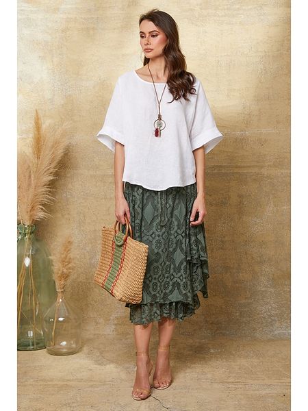 La Compagnie Du Lin Lniana koszulka "Calane" w kolorze białym rozmiar: XXL. Białe bluzki damskie La Compagnie Du Lin, xxl, bez wzorów, ze lnu, bez kołnierzyka. Za 114.17 zł.