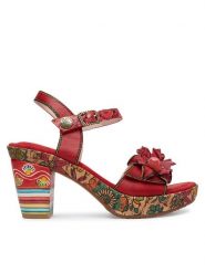 Laura Vita Sandały Nellao 31 Czerwony. Czerwone sandały damskie Laura Vita, bez wzorów, ze skóry, bez obcasa, na słupku. Za 439.99 zł.