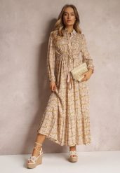 Żółta Sukienka Poleusa. Żółte sukienki damskie Renee, l, z aplikacjami, z tkaniny, eleganckie, bez kołnierzyka, bez ramiączek, maxi, koszulowe. Za 129.99 zł.