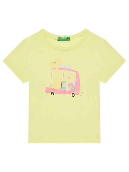 United Colors Of Benetton T-Shirt 3I1XG10JJ Żółty Regular Fit. Żółte koszulki dziewczęce United Colors Of Benetton, bez wzorów, z bawełny, bez ramiączek. Za 24.99 zł.