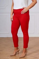 Czerwone spodnie chinosy Nina z zamkami 7/8 PLUS SIZE XXL WIOSNA. Czerwone spodnie materiałowe damskie Nasi partnerzy, bez wzorów, z elastanu, biznesowe, plus size. Za 159.90 zł.