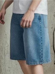 Szorty jeansowe baggy - niebieski. Niebieskie szorty męskie Sinsay, bez wzorów, z jeansu. Za 69.99 zł.