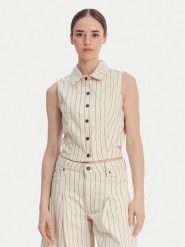 Guess Jeans Kamizelka W6GHZ9 D7961 Écru Slim Fit. Kamizelki damskie Guess Jeans, xxl, z bawełny. Za 349.99 zł.