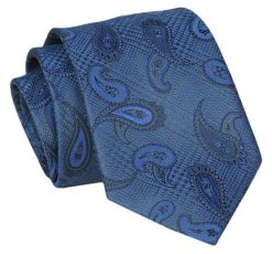 Krawat - ALTIES - Ciemnoniebieski, Paisley. Niebieskie krawaty i muchy męskie Alties, bez wzorów, z tkaniny, eleganckie. Za 49.00 zł.
