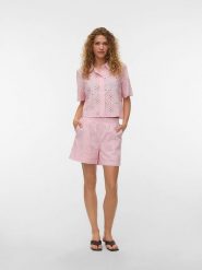 Vero Moda Bluzka w kolorze jasnoróżowym rozmiar: XL. Różowe bluzki damskie Vero Moda, xl, bez wzorów, z bawełny, bez kołnierzyka, bez ramiączek. Za 103.45 zł.