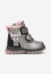 Szare Traperki z Rzepami Metaliczne Nastasya. Szare śniegowce dziewczęce Born2be. Za 129.99 zł.