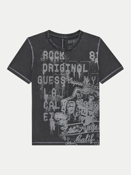 Guess T-Shirt L4BI08 I3Z14 Czarny Regular Fit. Czarne t-shirty chłopięce Guess, z aplikacjami, z bawełny, bez ramiączek. Za 69.99 zł.