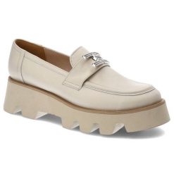 Beżowe Półbuty Karino Modne Skórzane Buty Damskie. Brązowe półbuty damskie Karino, bez wzorów, ze skóry, eleganckie, bez obcasa, na obcasie. Za 359.00 zł.
