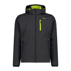 Kurtka męska turystyczna CMP 3A01787N. Czarne kurtki męskie CMP, l, bez wzorów, z softshellu, sportowe, z kapturem. Za 404.70 zł.