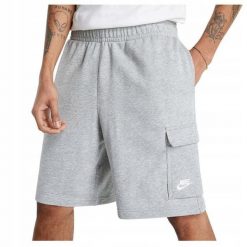Spodenki Sportowe Męskie Nike M NSW Club FT Cargo Short. Szare szorty męskie Nike, bez wzorów, sportowe. Za 140.80 zł.