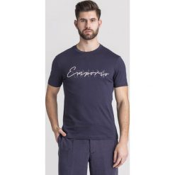 T-SHIRT Emporio Armani. Niebieskie t-shirty męskie Emporio Armani, l, bez wzorów, z bawełny, bez kołnierzyka. Za 233.40 zł.