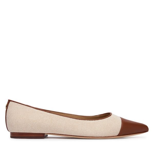 Baleriny LAUREN RALPH LAUREN. Brązowe baleriny damskie Lauren Ralph Lauren, bez wzorów, bez obcasa. Za 689.99 zł.