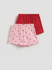 Piżamowe szorty 2 pack - intensywny róż. Czerwone piżamy damskie Reserved, bez wzorów, z bawełny. Za 55.99 zł.