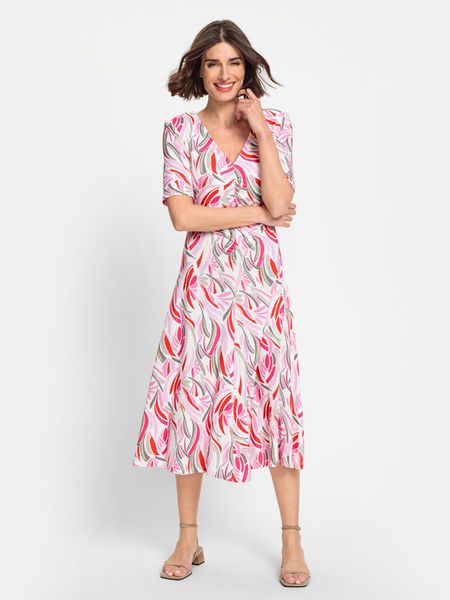 Olsen Sukienka codzienna 13001759 Kolorowy Regular Fit. Sukienki damskie Olsen, na co dzień, bez wzorów, z wiskozy, bez kołnierzyka, bez ramiączek, proste. Za 939.99 zł.