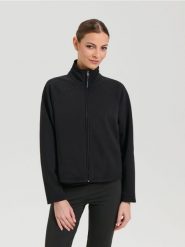 Bluza na zamek ze stójką - czarny. Czarne bluzy bez kaptura damskie Sinsay, l. W wyprzedaży za 19.99 zł.