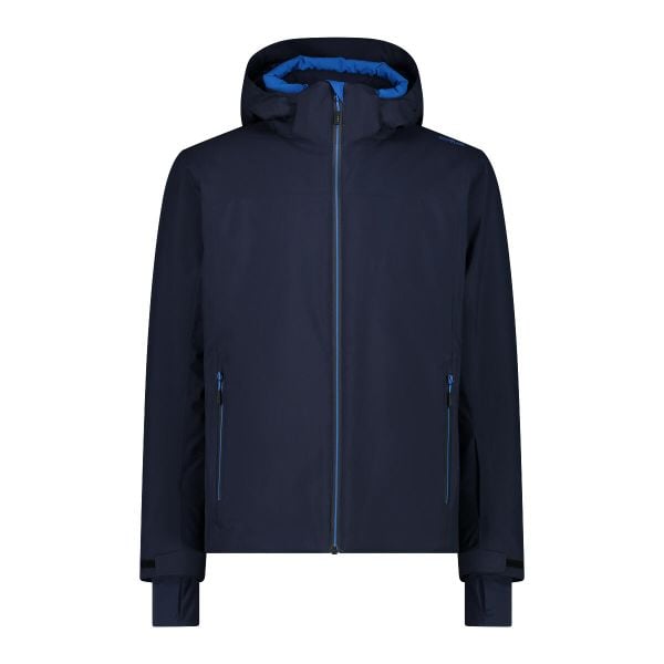 Kurtka narciarska z materiału serżowego CMP. Niebieskie kurtki męskie CMP, bez wzorów, bez kaptura, narciarskie. W wyprzedaży za 349.99 zł.