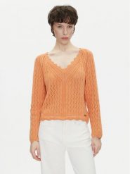 Pepe Jeans Sweter Olya PL702288 Pomarańczowy Regular Fit. Brązowe swetry klasyczne damskie Pepe Jeans, xs, z bawełny, bez kołnierzyka. Za 209.99 zł.