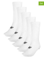 4F Skarpety (5 par) w kolorze białym rozmiar: 43-46. Białe skarpetki męskie 4f, bez wzorów. Za 48.39 zł.