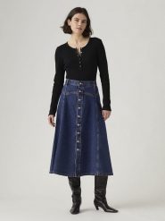 Levi's Spódnica dżinsowa w kolorze granatowym rozmiar: W24. Niebieskie spódniczki damskie Levi's, s, bez wzorów, z bawełny, z podwyższonym stanem, maxi. Za 157.35 zł.