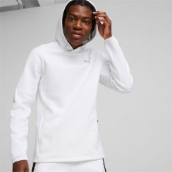 Bluza z kapturem Puma Evostripe. Białe bluzy sportowe męskie Puma, bez wzorów, sportowe, bez kołnierzyka, bez ramiączek. W wyprzedaży za 230.10 zł.
