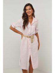 Le Monde du Lin Lniana sukienka w kolorze jasnoróżowym rozmiar: 38/40. Różowe sukienki damskie Le Monde du Lin, na co dzień, bez wzorów, ze lnu, klasyczne, bez kołnierzyka, bez ramiączek, midi, proste. Za 167.28 zł.