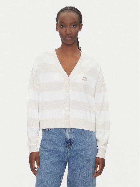 Tommy Jeans Kardigan DW0DW20968 Beżowy Relaxed Fit. Brązowe kardigany damskie Tommy Jeans, s, bez wzorów, z bawełny. Za 329.99 zł.