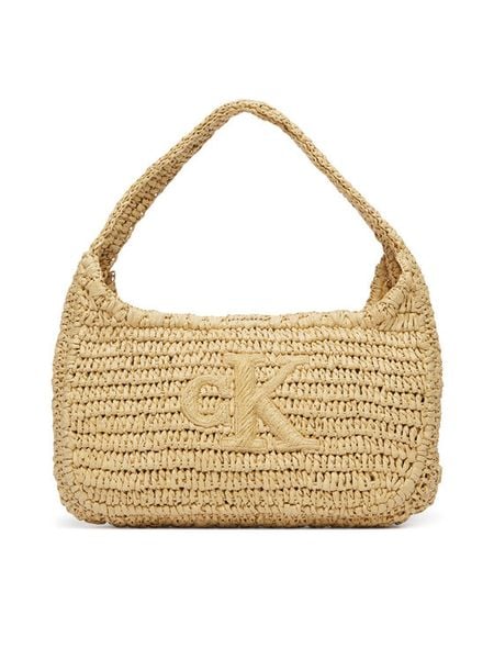 Calvin Klein Torebka Bold Ck Raffia Sm Shoulder Bag LV04F3449G Brązowy. Brązowe torebki klasyczne damskie CALVIN KLEIN, bez wzorów, z syntetyku, bez dodatków. Za 409.99 zł.