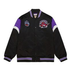 Satynowa kurtka Mitchell & Ness NBA All Star 1993. Czarne kurtki treningowe męskie Mitchell & Ness, l, bez wzorów, z satyny, do koszykówki. Za 558.50 zł.