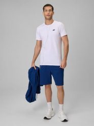 4F Spodenki dresowe męskie - granatowe M. Niebieskie szorty męskie 4f, z dresówki, bez kołnierzyka. Za 79.99 zł.