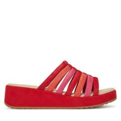Klapki Caprice. Czerwone klapki damskie Caprice, bez wzorów, bez obcasa. Za 259.99 zł.