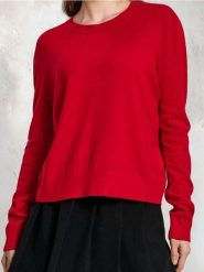 Sweter z okrągłym dekoltem - czerwony. Czerwone swetry klasyczne damskie Sinsay, l, bez kołnierzyka. Za 39.99 zł.