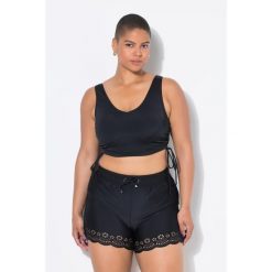 Damskie Kąpielówki szeroka nogawka laserowo przycinany brzeg elastyczny pas. Czarne bikini damskie Ulla Popken, bez wzorów, plus size. Za 139.99 zł.