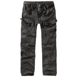 Spodnie bushcraft męskie Brandit Slim Fit Adven Dark Camo. Brązowe spodnie materiałowe męskie Brandit, bez wzorów, sportowe. Za 311.50 zł.