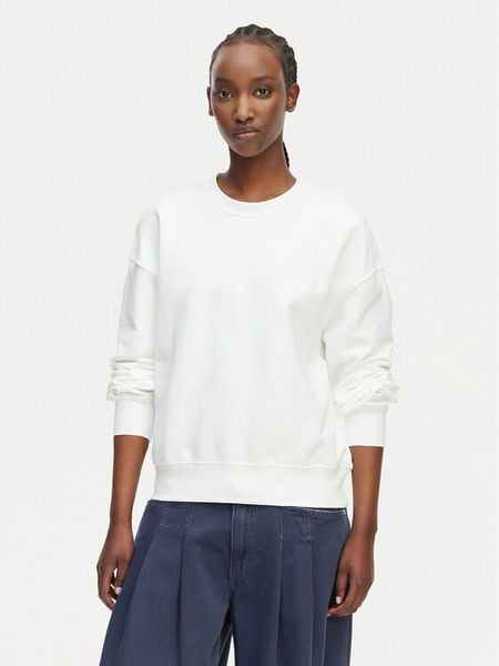 Calvin Klein Bluza LV044G214G Biały Regular Fit. Białe bluzy bez kaptura damskie CALVIN KLEIN, l, z bawełny. Za 369.99 zł.