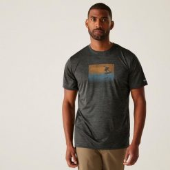 Koszulka turystyczna męska Fingal IX. Szare t-shirty sportowe męskie Regatta, m, z tkaniny, bez ramiączek, do biegania. W wyprzedaży za 79.45 zł.