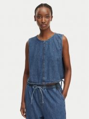 Tommy Jeans Top DW0DW22609 Niebieski Regular Fit. Niebieskie topy damskie Tommy Jeans, s, bez wzorów, z bawełny, bez ramiączek. Za 329.99 zł.