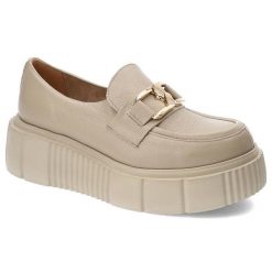 Beżowe Półbuty Lemar Eleganckie Skórzane Buty Damskie. Brązowe półbuty damskie Lemar, bez wzorów, ze skóry, eleganckie, bez obcasa, na platformie. Za 259.00 zł.