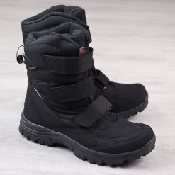 Wodoodporne śniegowce męskie trekkingowe czarne American Club SN05. Czarne buty zimowe męskie American CLUB, z materiału, bez zapięcia. Za 216.99 zł.