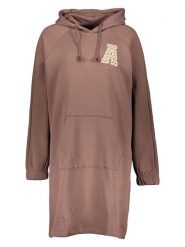 Adidas Sukienka dresowa w kolorze brązowym rozmiar: XS. Brązowe sukienki damskie Adidas, na co dzień, xs, bez wzorów, z dresówki, bez kołnierzyka, bez ramiączek, midi, proste. Za 110.04 zł.