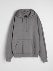 Bluza z kapturem z domieszką bawełny - szary. Szare bluzy z kapturem męskie Sinsay, l, z bawełny. Za 39.99 zł.