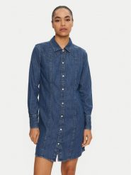 Wrangler Sukienka jeansowa 112356498 Niebieski Regular Fit. Niebieskie sukienki damskie Wrangler, xl, bez wzorów, z bawełny, bez kołnierzyka, bez ramiączek. Za 234.99 zł.