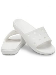Crocs Klapki "Classic" w kolorze białym rozmiar: 38/39. Białe klapki damskie Crocs, bez wzorów, bez obcasa. Za 101.45 zł.