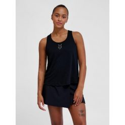 Lekki top damski Hummel Court. Czarne topy damskie HUMMEL, bez wzorów, bez kołnierzyka. Za 133.50 zł.