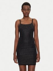 Guess Sukienka dzianinowa W5GK45 Z3MN2 Czarny Regular Fit. Czarne sukienki damskie Guess, xs, z aplikacjami, z dzianiny, bez kołnierzyka, bez ramiączek. Za 377.00 zł.