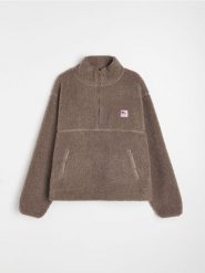 Bluza oversize half zip z kieszeniami na zamek - brązowy. Brązowe bluzy bez kaptura damskie Sinsay, l. Za 59.99 zł.