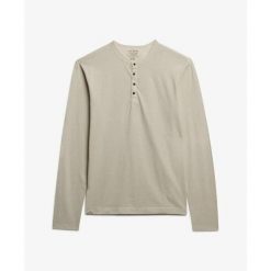 T-shirt z długim rękawem z kołnierzykiem tuniskim Superdry Jersey. Szare t-shirty męskie Superdry., l, bez wzorów, z jersey, bez kołnierzyka. Za 194.40 zł.