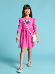 Sukienka z tiulem - różowy. Czerwone sukienki dziewczęce Sinsay, bez wzorów, z bawełny, bez ramiączek. Za 19.99 zł.